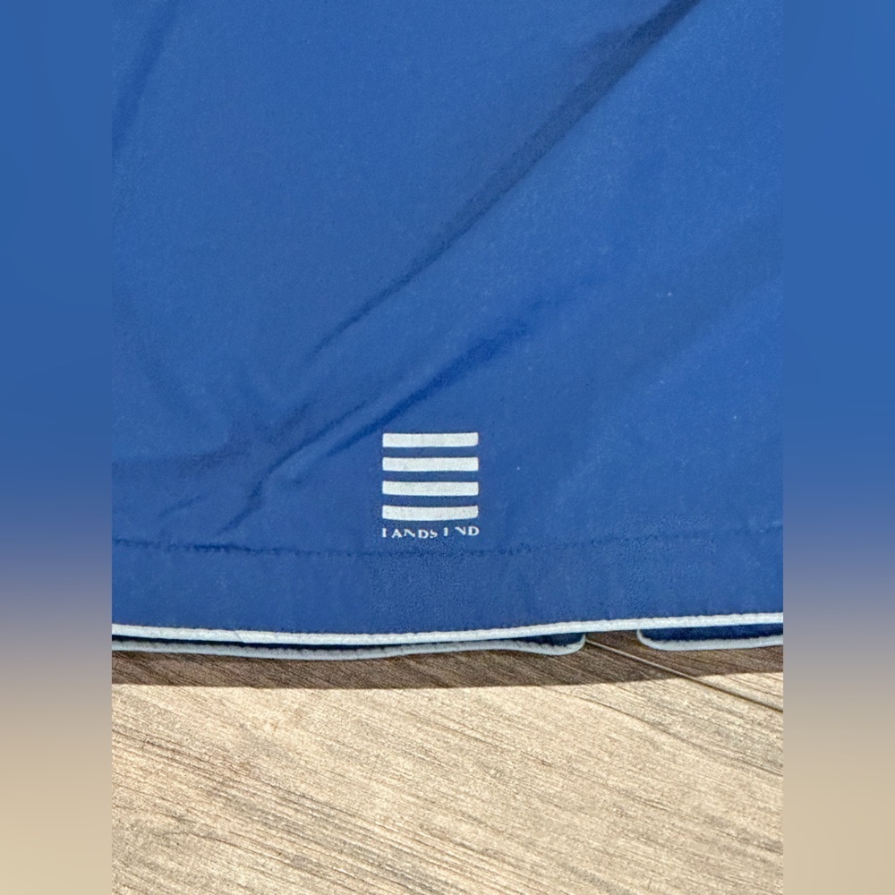 Lands' End Kids (8) Blue and Black Fleece Lined Hooded Coat - Picture 7 of 8
